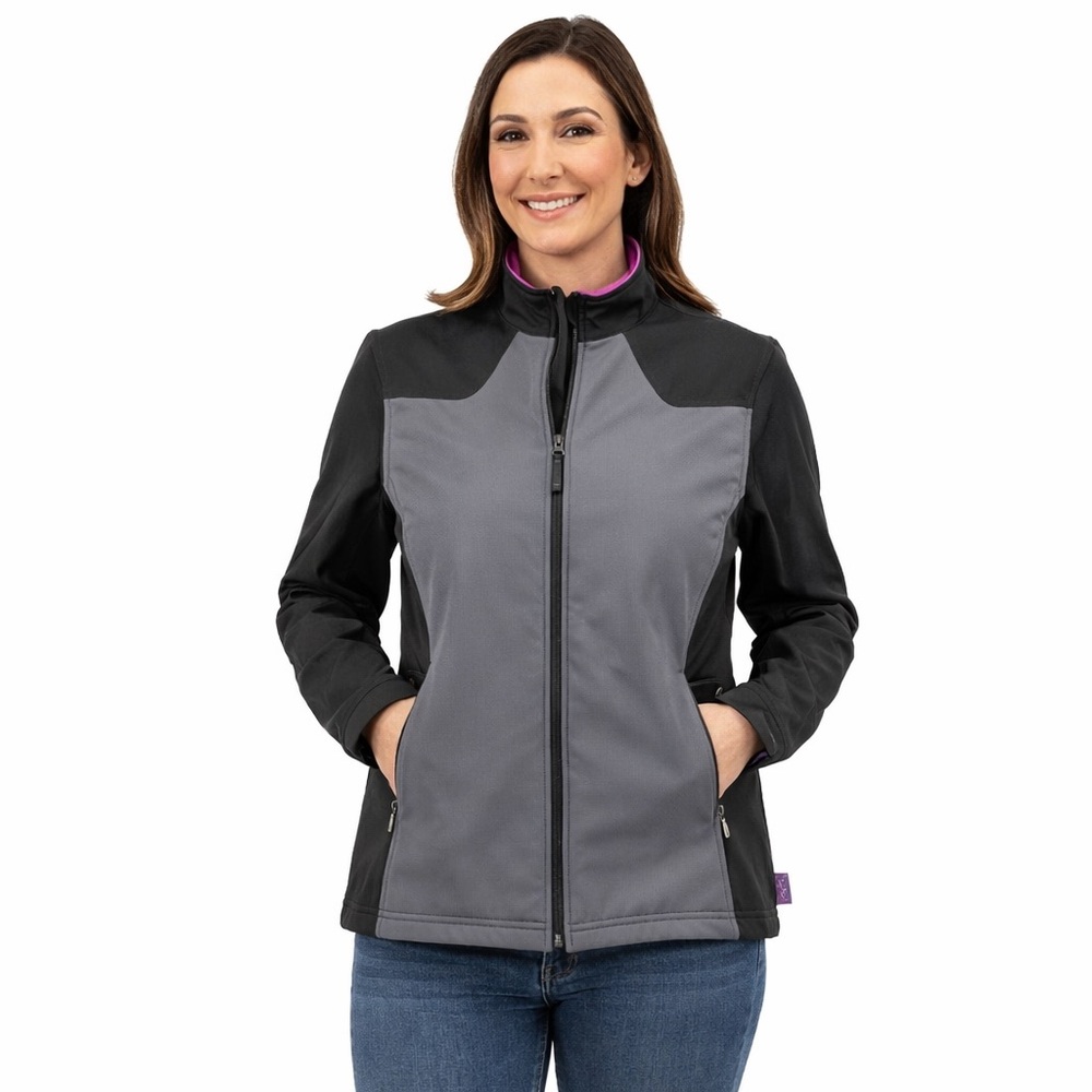 Walls Jacket Womens Large Black Fleece Lined Full Zip Hiking Soft Shell